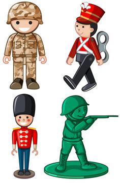 Different designs of toy soldiers
