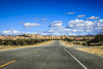 Fototapeta na wymiar Driving across the Badlands on NM76 in New Mexico