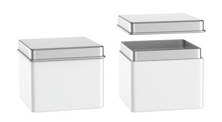 Metal box isolated on a white background, 3D rendering