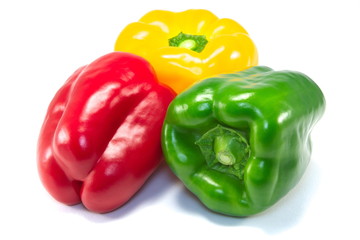 Fresh bell peppers isolated on white background
