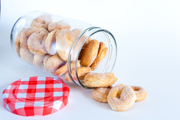 italian wine donuts opened glass jar (Ciambelle al Vino)