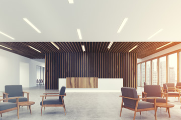 White and light reception, armchairs corner toned