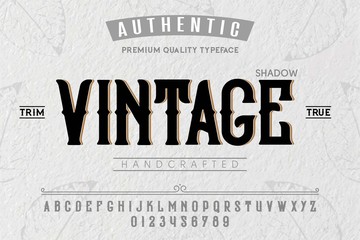 Font. Alphabet. Script. Typeface. Label.Vintage typeface. For labels and different type designs - obrazy, fototapety, plakaty
