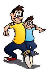 playing racing tied leg on isolated white