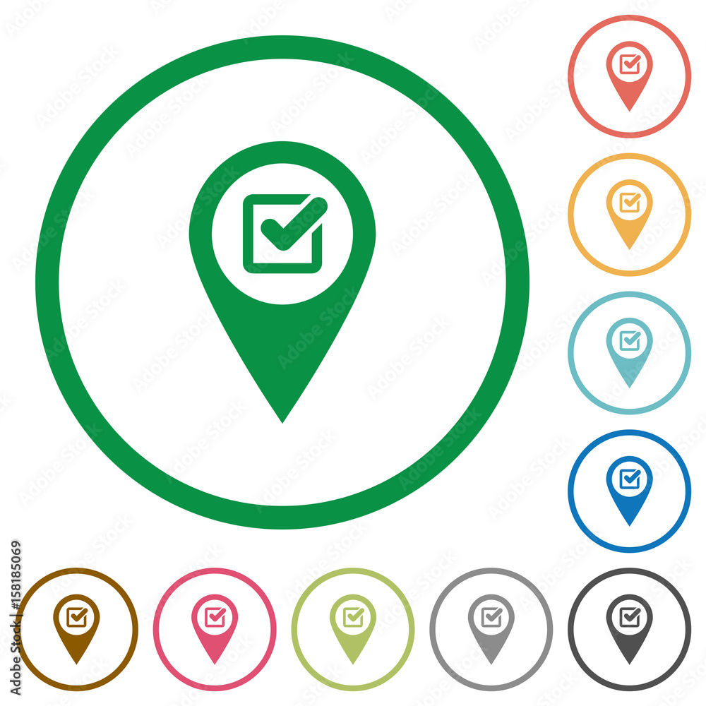 Poster checkpoint gps map location flat icons with outlines