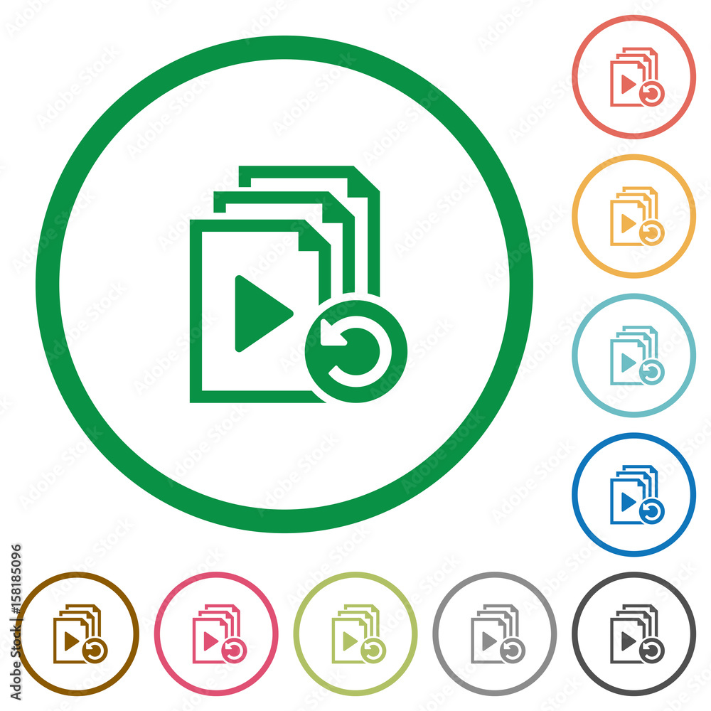 Poster undo last playlist operation flat icons with outlines