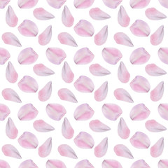 Seamless pattern of watercolor rose petals. Seamless pattern on a white background for fabric, textile, wrapping paper, phone case