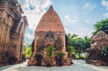 Old Brick cham towers in Nha Trang, landmark Vietnam