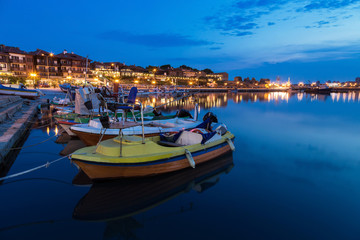 Nessebar city at night in summer