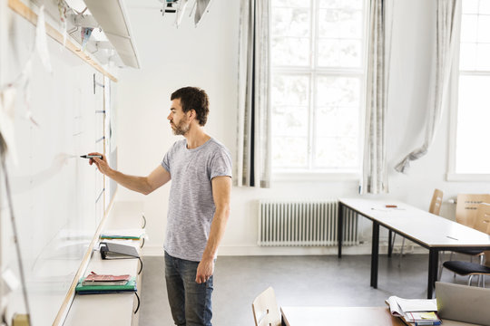 Teacher writing on whiteboard
