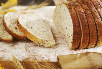 Sliced bread closeup
