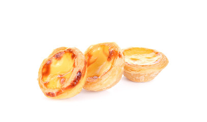 Egg tart on white background