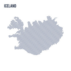 Vector abstract wave map of Iceland isolated on a white background.