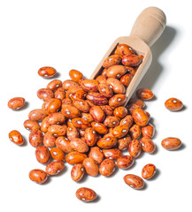 uncooked pinto beans on white, (large depth of field, taken with tilt shift lens)