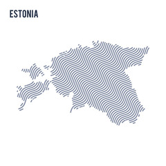 Vector abstract wave map of Estonia isolated on a white background.