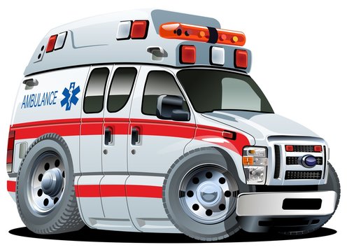 Vector Cartoon Ambulance Car