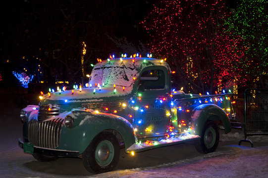 Christmas Lights on Old Chevy Truck