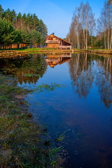 Home reflection in lake