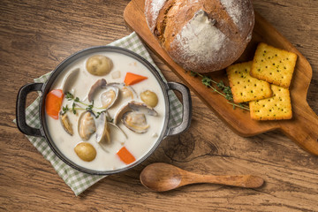 クラムチャウダー　ボストン風　 clam chowder