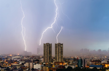 Thunder storm over Makati city