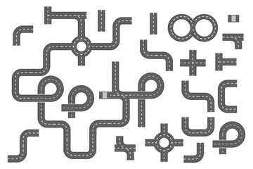 Obraz premium Road icons. Footpath, ring, infinity and turns