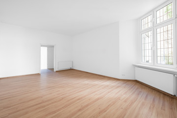 Fototapeta premium empty room, wooden floor in new apartment