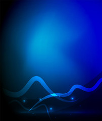 Glowing magic wave line with light effects in darkness