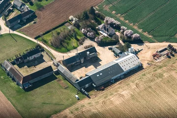 Fotobehang Luchtfoto Vue aérienne d'une ferme près de Villervault en France