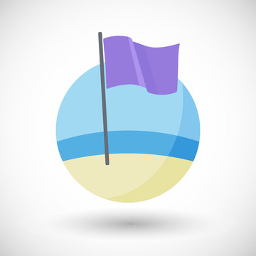 Purple Beach Flag Vector Flat Icon