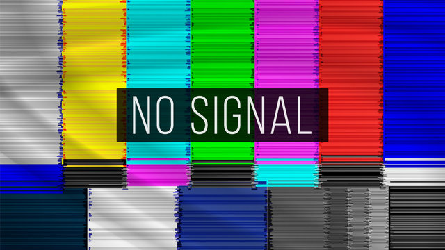 No Signal TV. Descendant Network. Rainbow Bars. Vector Abstract Background