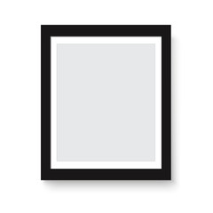 Glossy black picture frame for your presentations. Vector