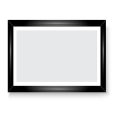 Glossy black picture frame for your presentations. Vector