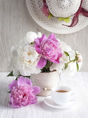 Still life with peonies