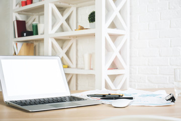 Fototapeta premium White laptop closeup