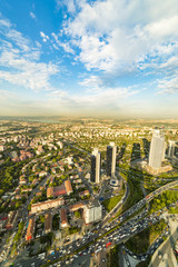 Obraz premium Istanbul view from air shows us amazing sunset scene