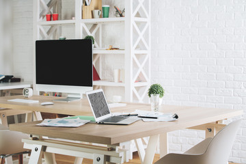 Modern office with empty devices