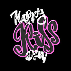 Happy kiss day calligraphic lettering poster.