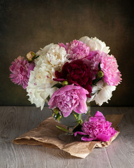 Still life with peonies