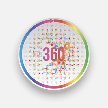 Colorful 360 Degrees play Button with Arrow