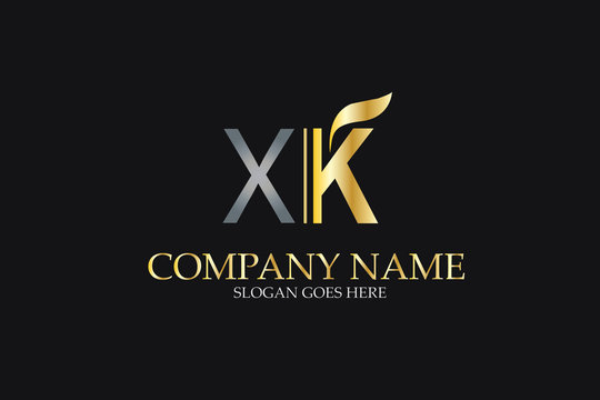 XK Letter Logo Design in Golden and Metal Color
