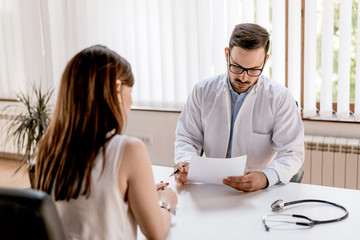 Doctor and patient discussing blood-test results
