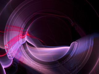 Abstract background. Composition of halftone effect, liquid blur waves and concentric circles. Violet and black colors.