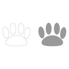 Fototapeta na wymiar Animal footprint the grey color icon .