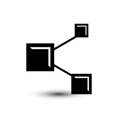 Share horizontal retro black vector icon isolated on white background