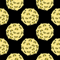 Moon and lunar craters. Doodle style