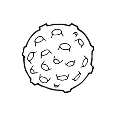 Moon and lunar craters. Doodle style