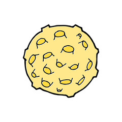 Moon and lunar craters. Doodle style