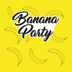 Seamless vector pattern of yellow bananas on a blue background. Yellow fruit.