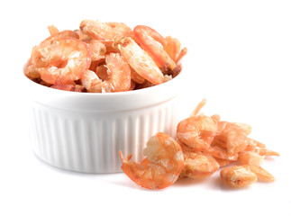 Dried shrimp isolated on white background.