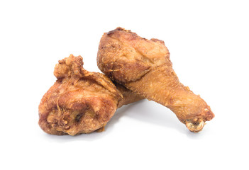 Fried calf chicken isolated on white background.